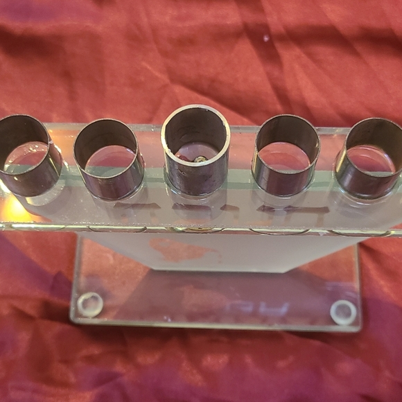 Classic Judaica Frosted Glass Hanukkah Menorah - Picture 5 of 7